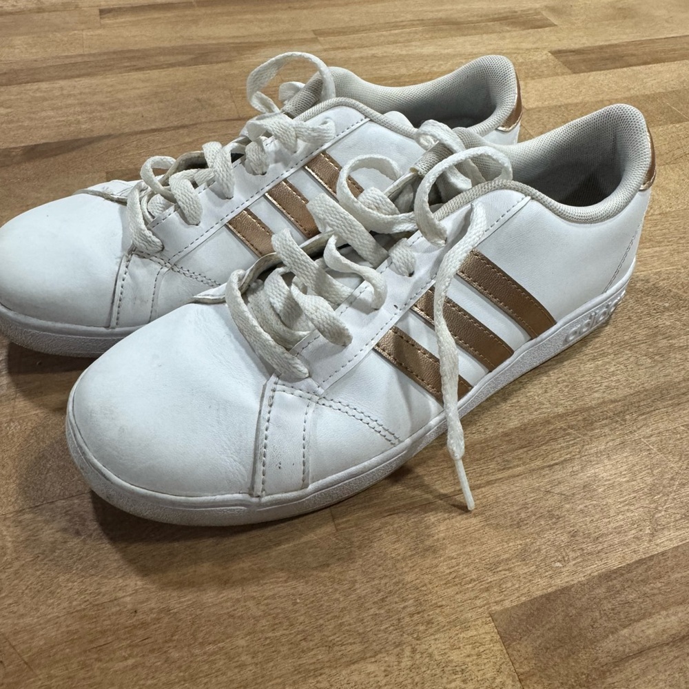 Adidas White and Gold Sneakers